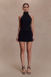 Emilia Beaded Waistband Mini Skirt - Black