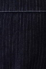 Loraine Mid Rise Denim Mini Skirt - Indigo Pinstripe